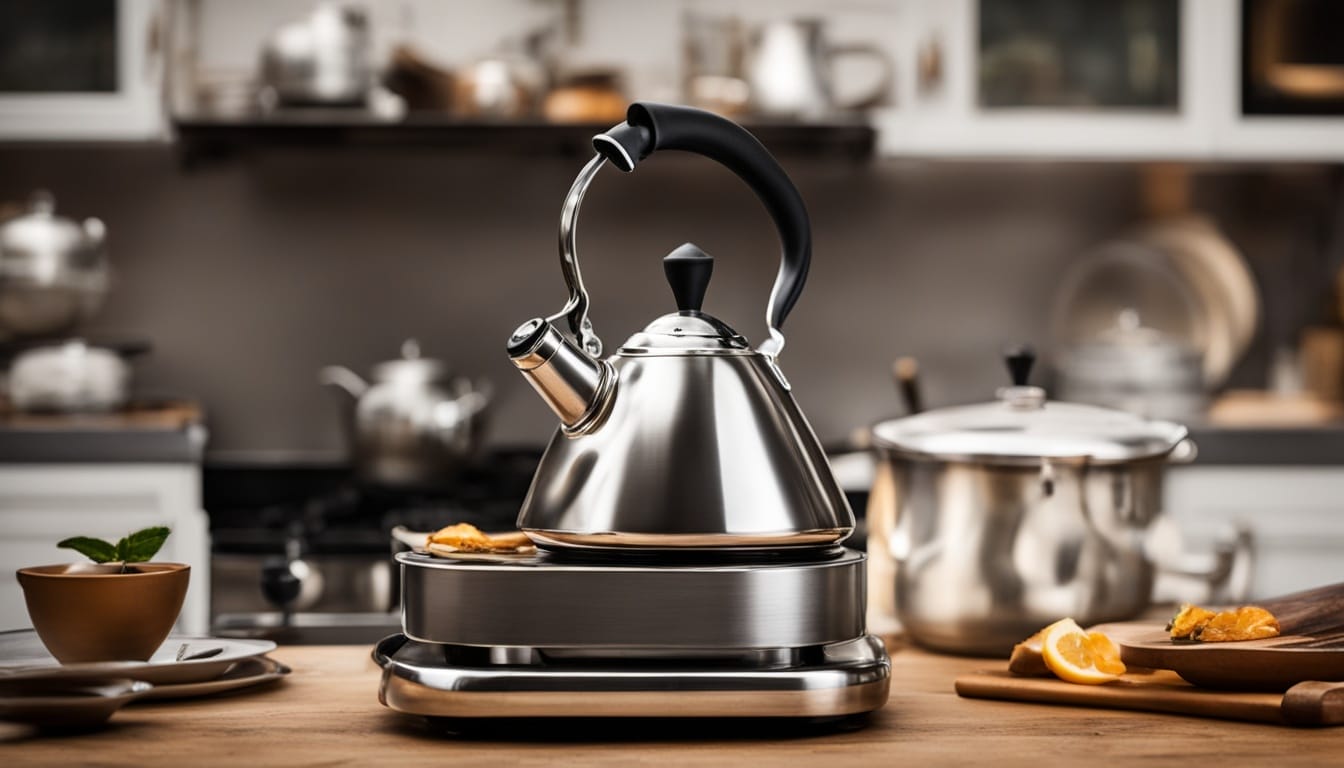 Fluitketel of waterkoker op tafel